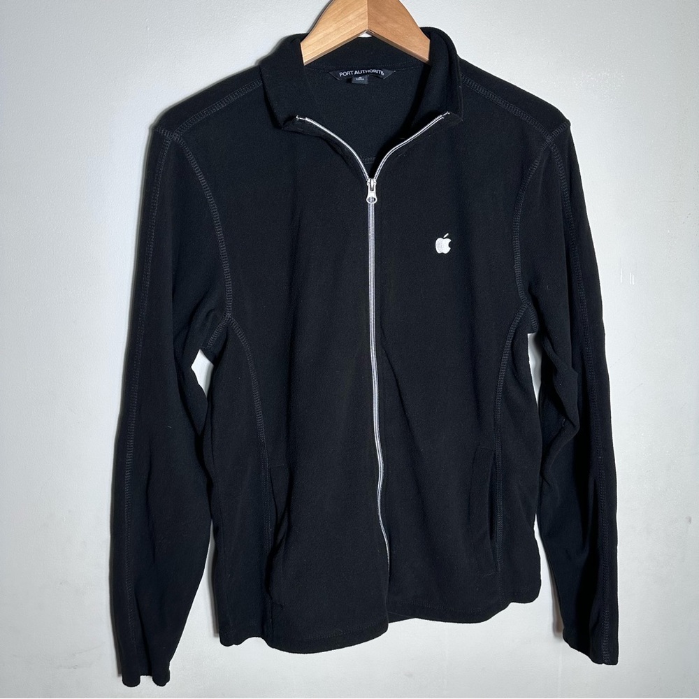 Apple embroidered Black Zip Up Men's Sweater
